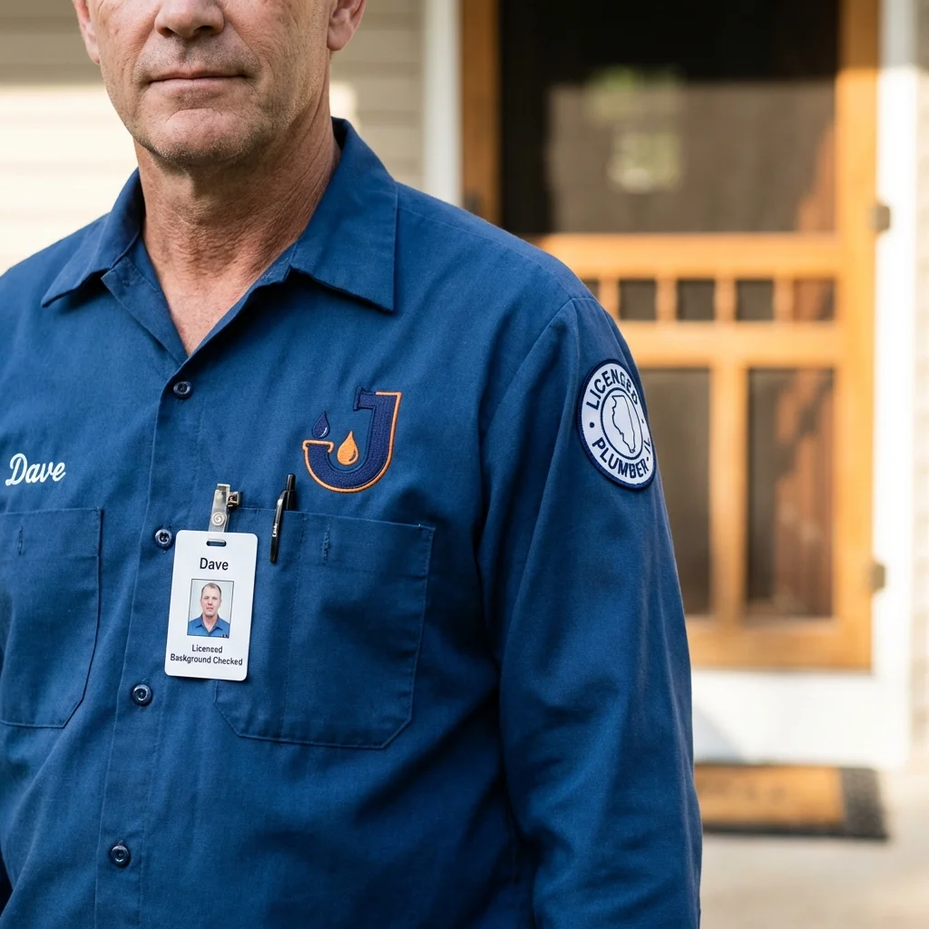 Licensed plumber showing ID badge in Bethesda, OH