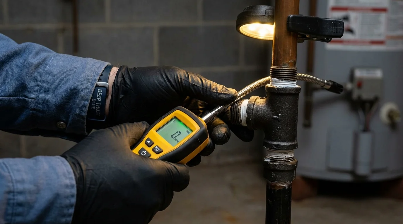Gas leak detection with electronic sniffer by Johns Plumbing LLC in Bethesda