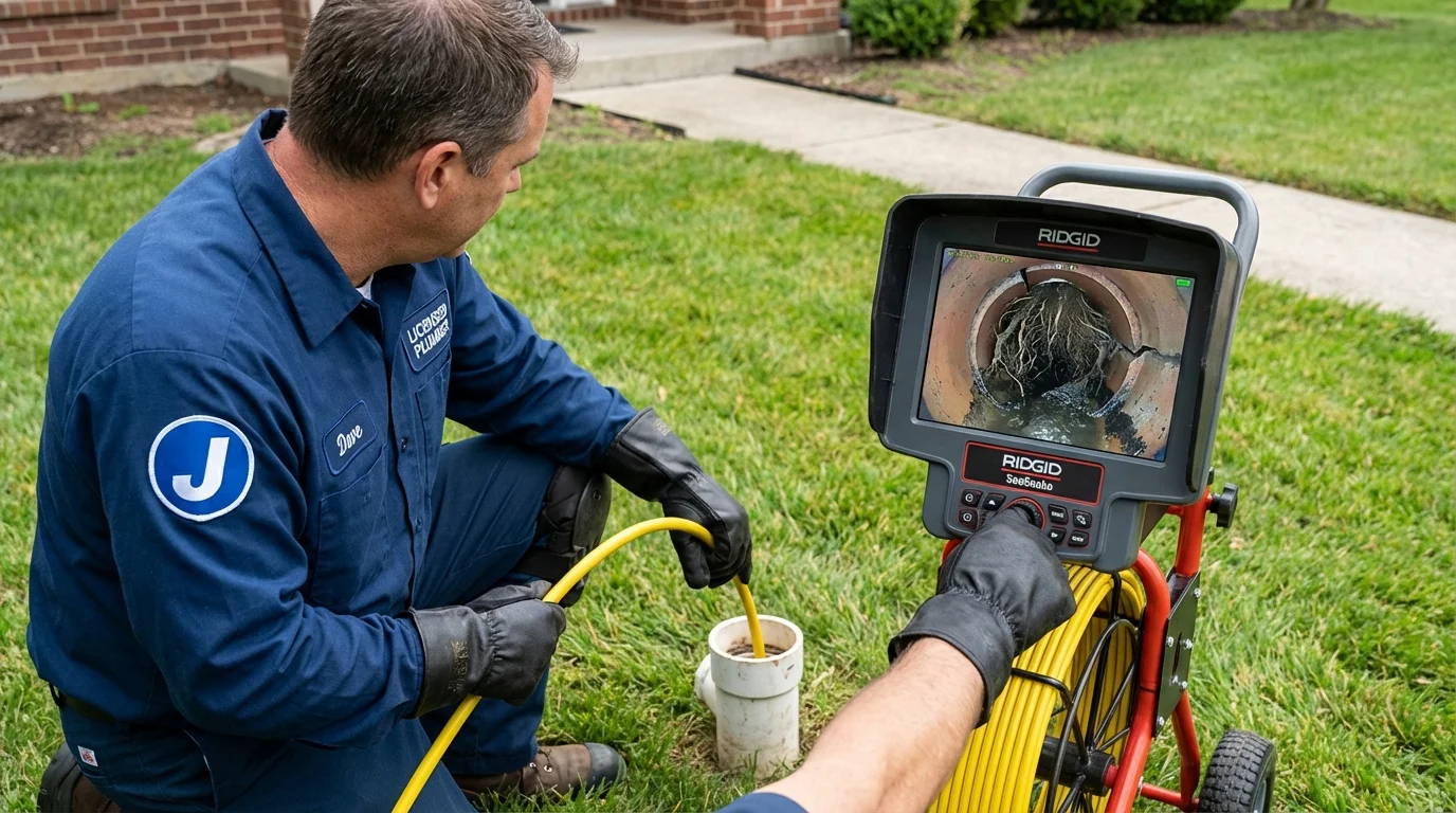 Sewer camera inspection being performed by Johns Plumbing LLC in Bethesda